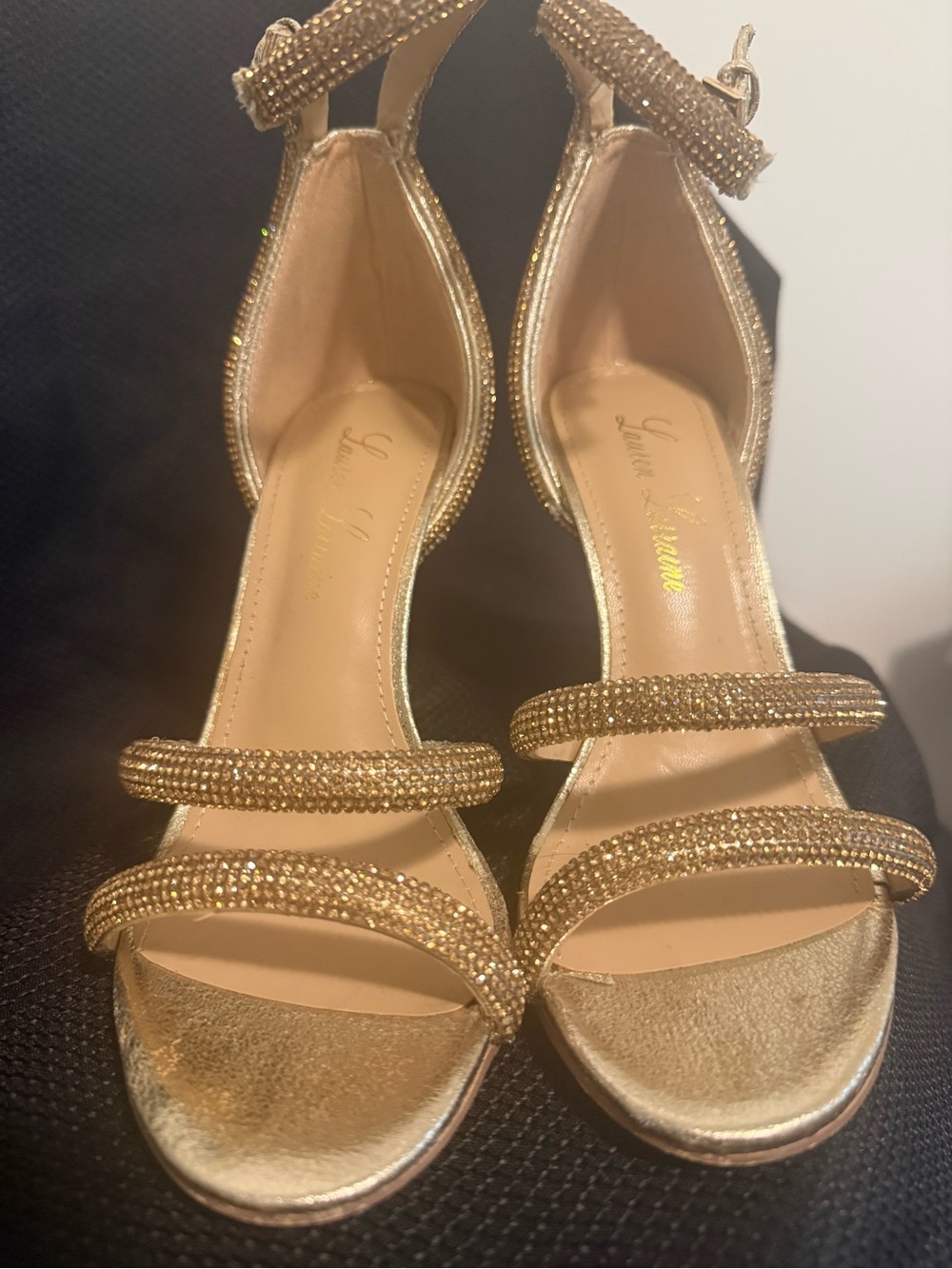 Gold Strappy Evening Sandals - Women